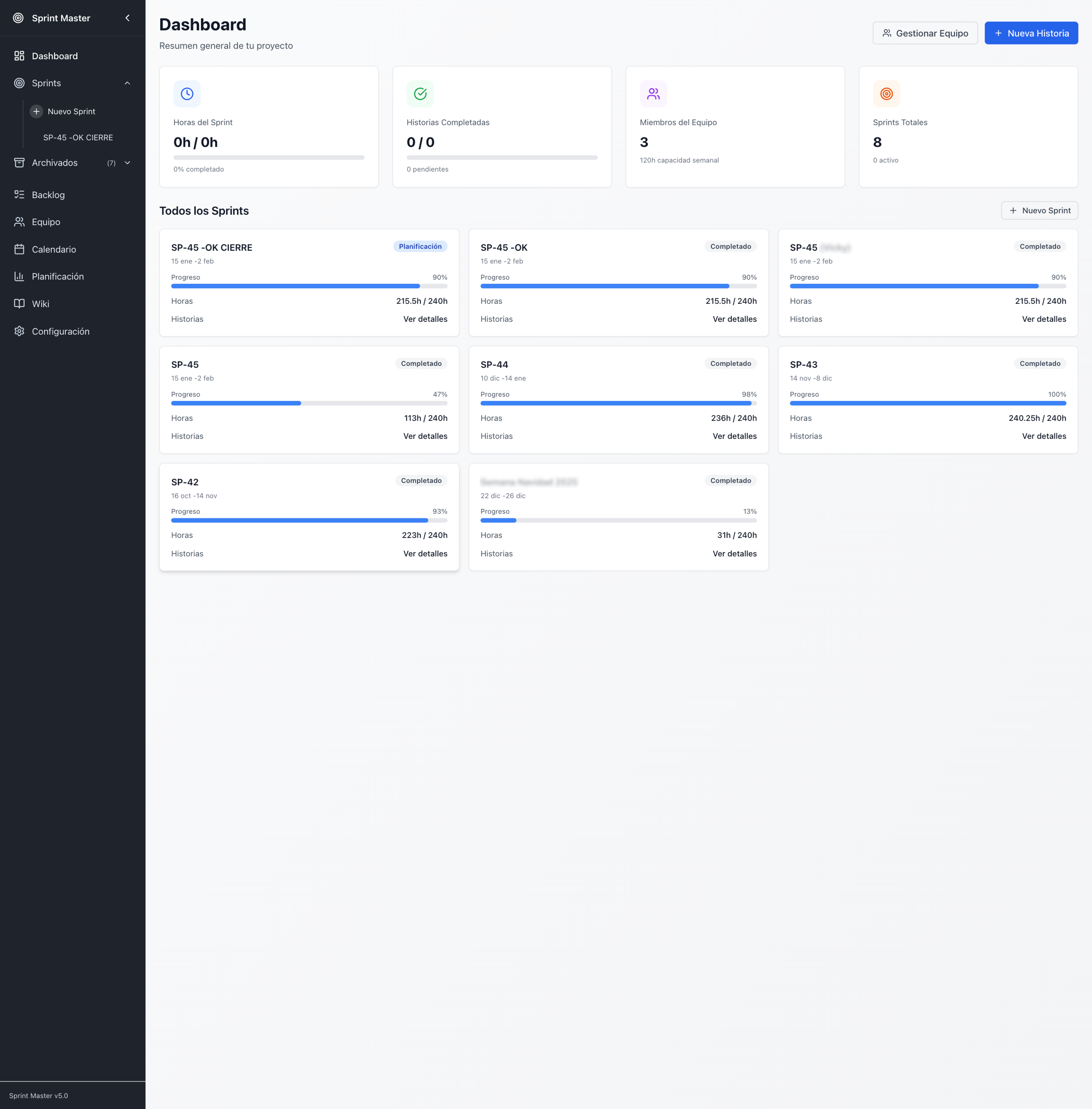 Sprint Master Dashboard