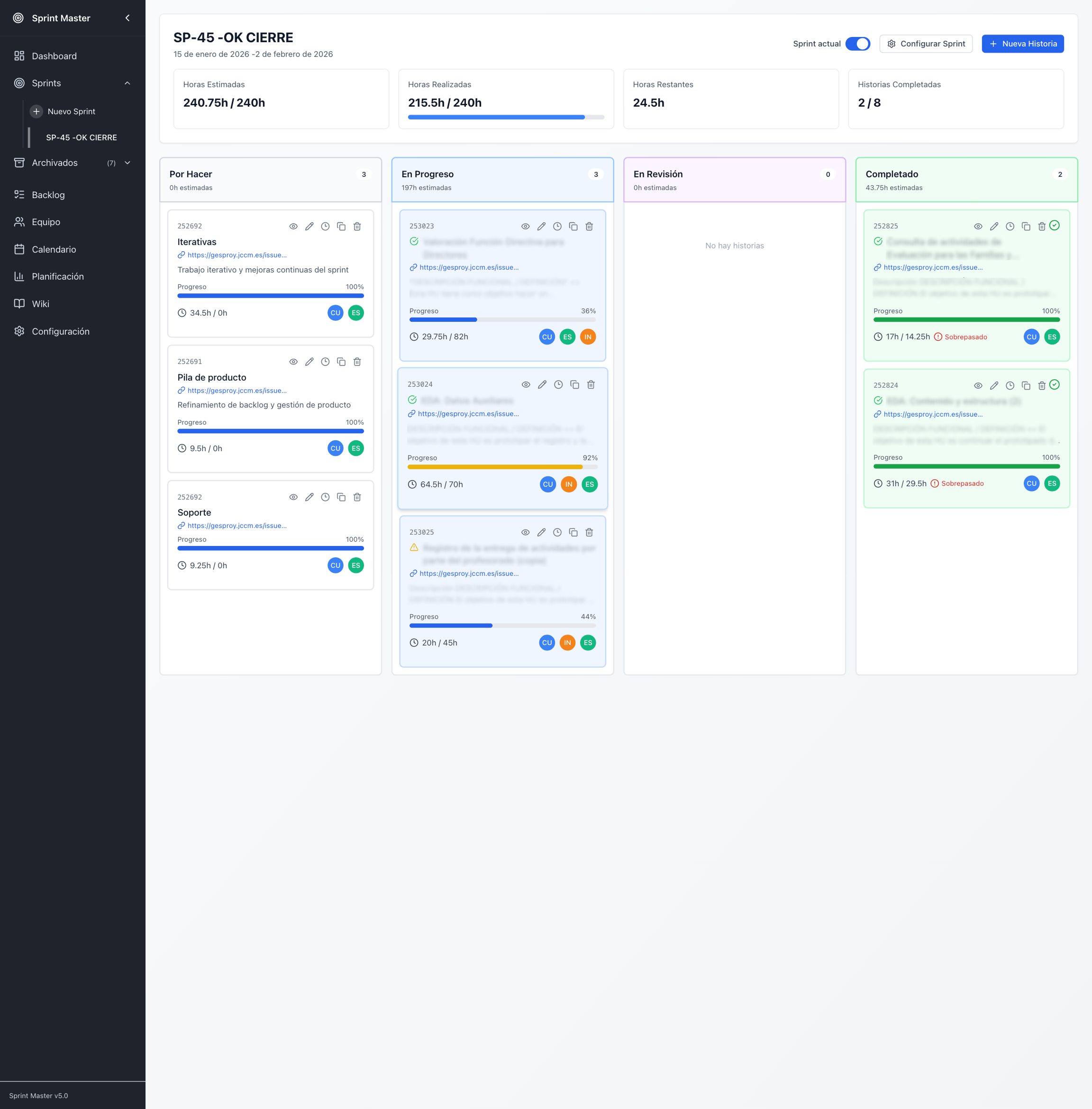 Sprint Master - Vista Kanban